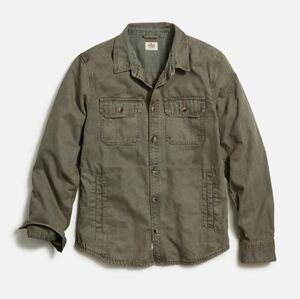 Marine Layer Men's Broken In Canvas Overshirt Jacket - Olive Green, XL